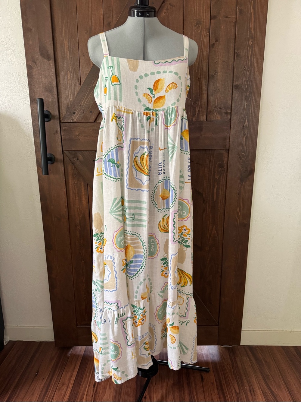 NWT Anthropologie Paper Heart Citrus Italian Coastal Linen Blend Sundress - Picture 2 of 8